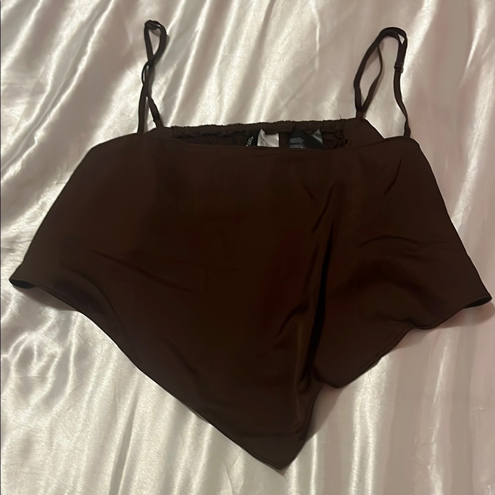 Brown Satin Crop Top
